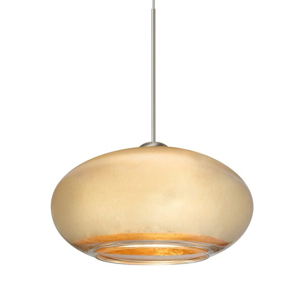 Besa Lighting Brio 7 Cord Pendant, Gold Foil, Satin Nickel Finish, 1x5W LED 1XT-2492GF-LED-SN - main
